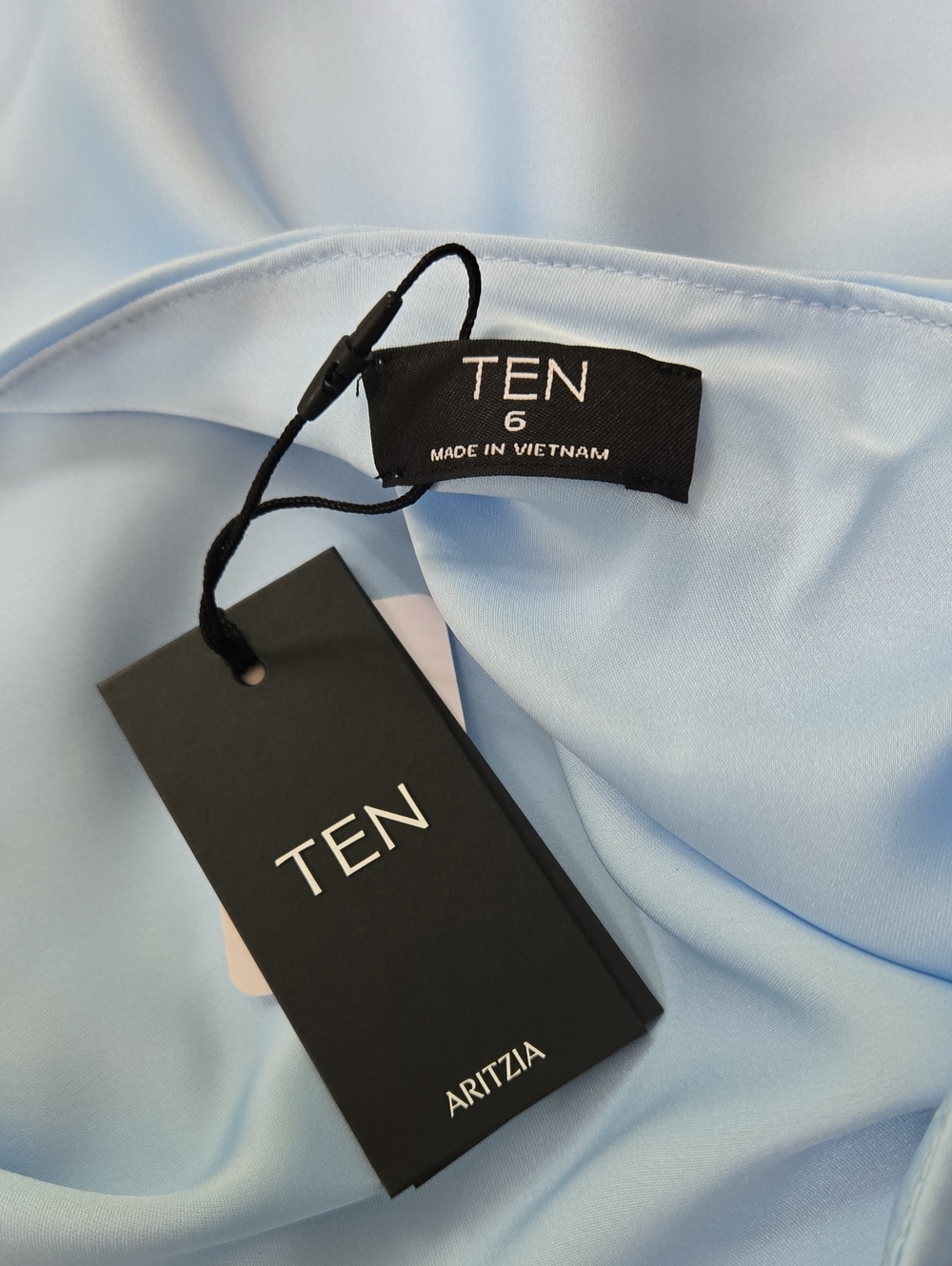 NWT Aritzia AUDIENCE Satin Mini Halter Dress Villa Blue - Picture 12 of 12